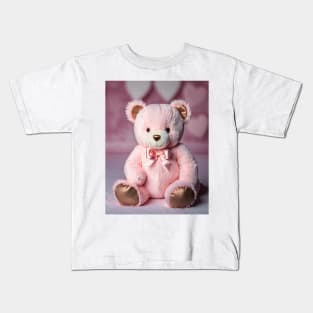 Valentine's Day Cute Teddy Bear with Gold Bow Tie Kids T-Shirt